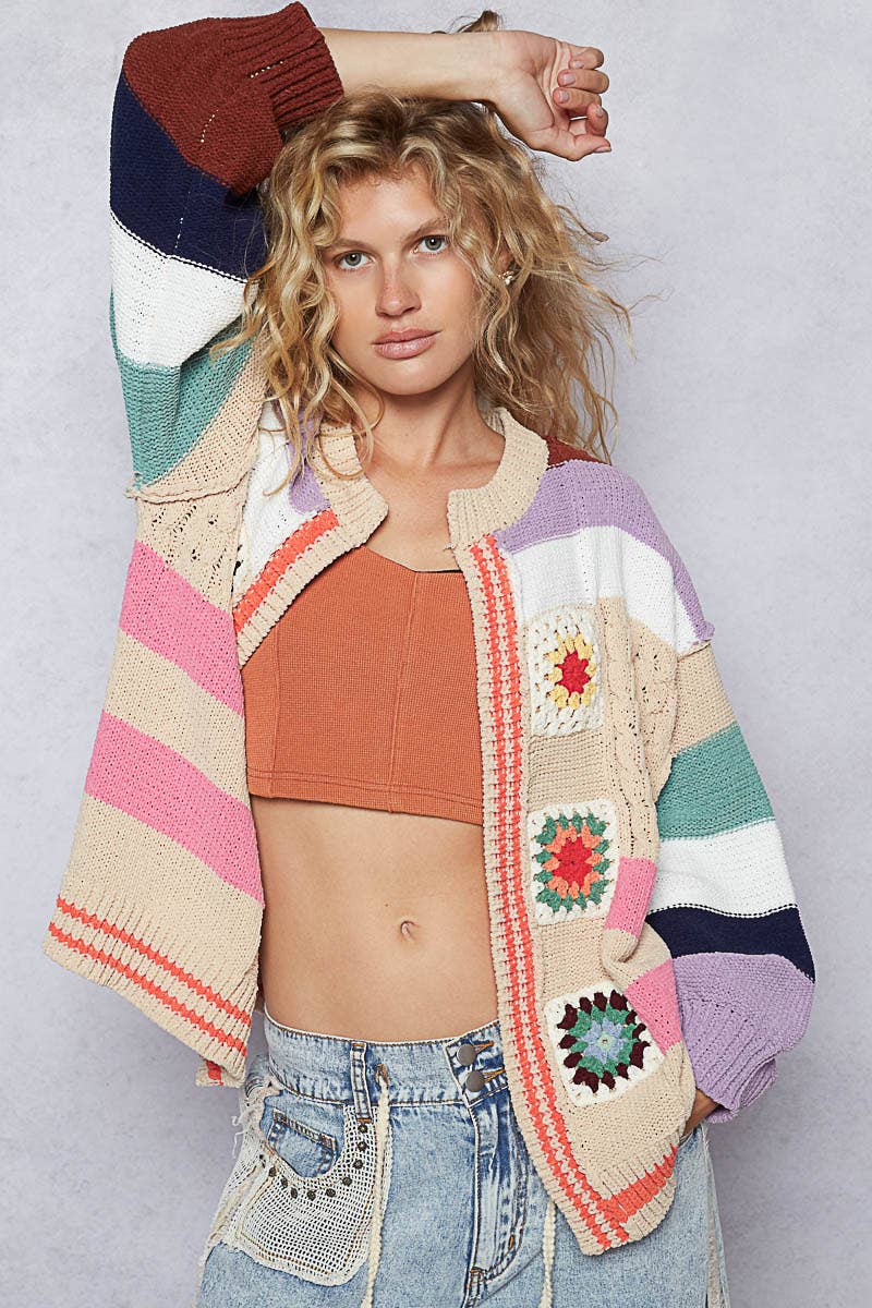 Almond Balloon Granny Cardi