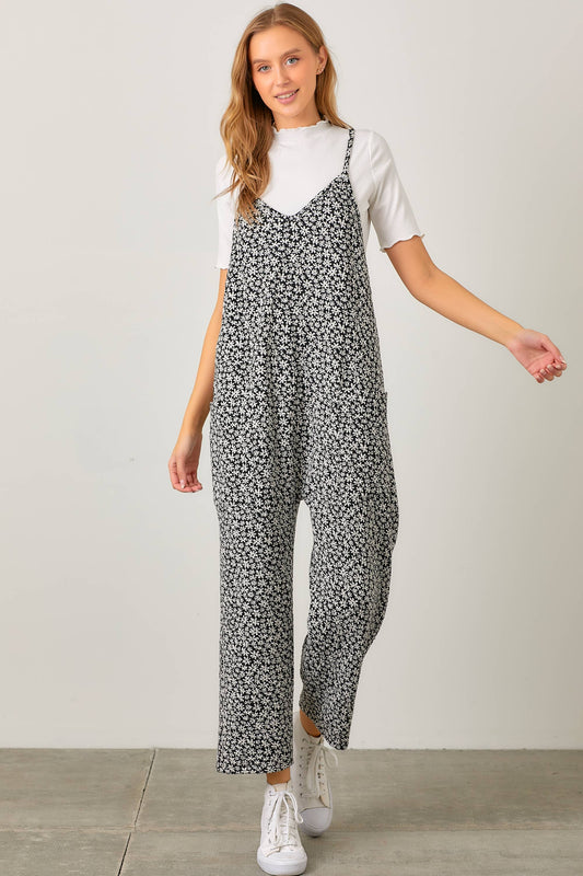 FLORAL JACQUARD KNIT OVERALL