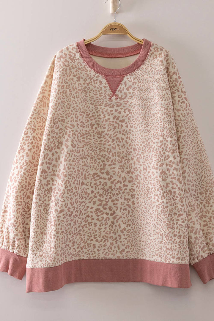 Pink Leopard Vintage Waffle Crewneck