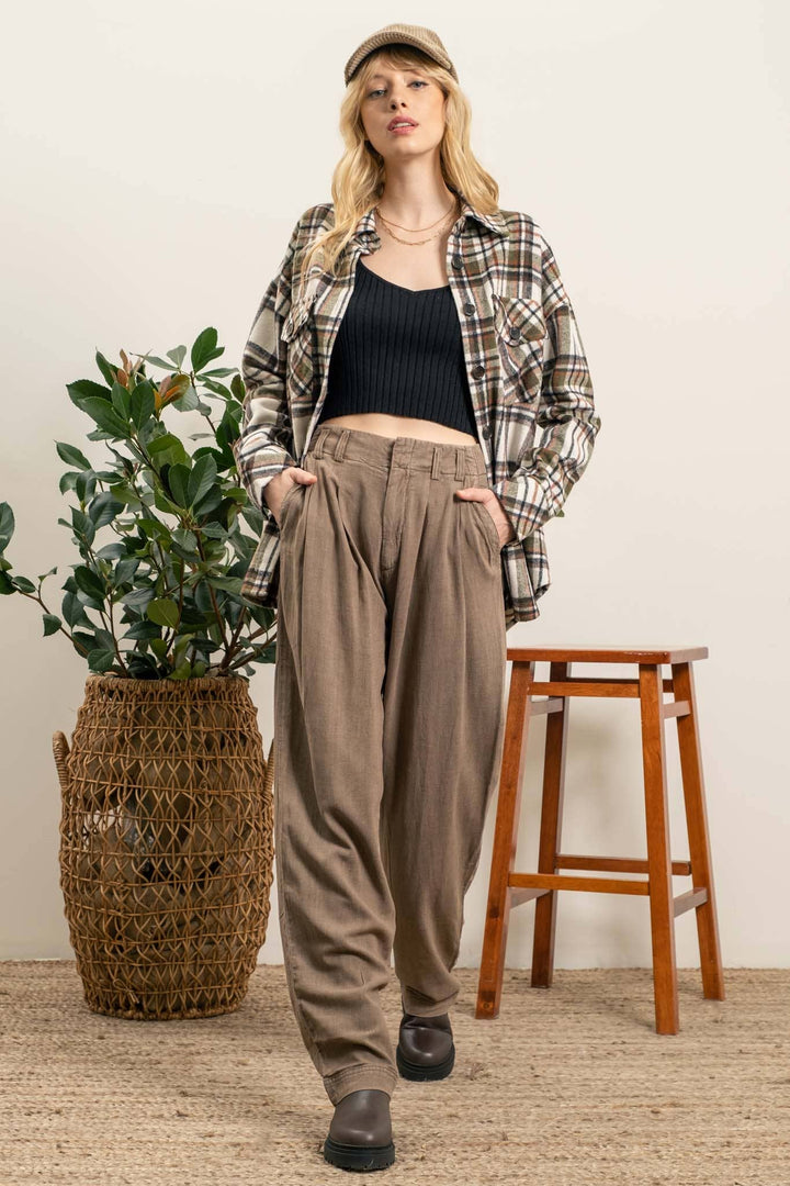 IVY EXTENDED SHOULDER PLAID SHACKET