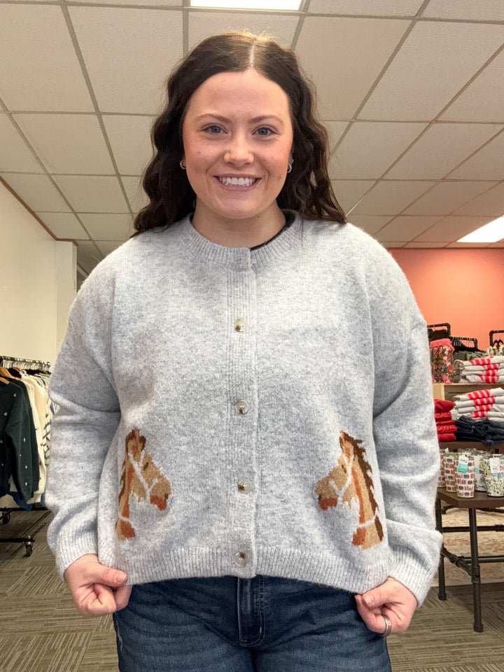 Western Horse Button Cardigan