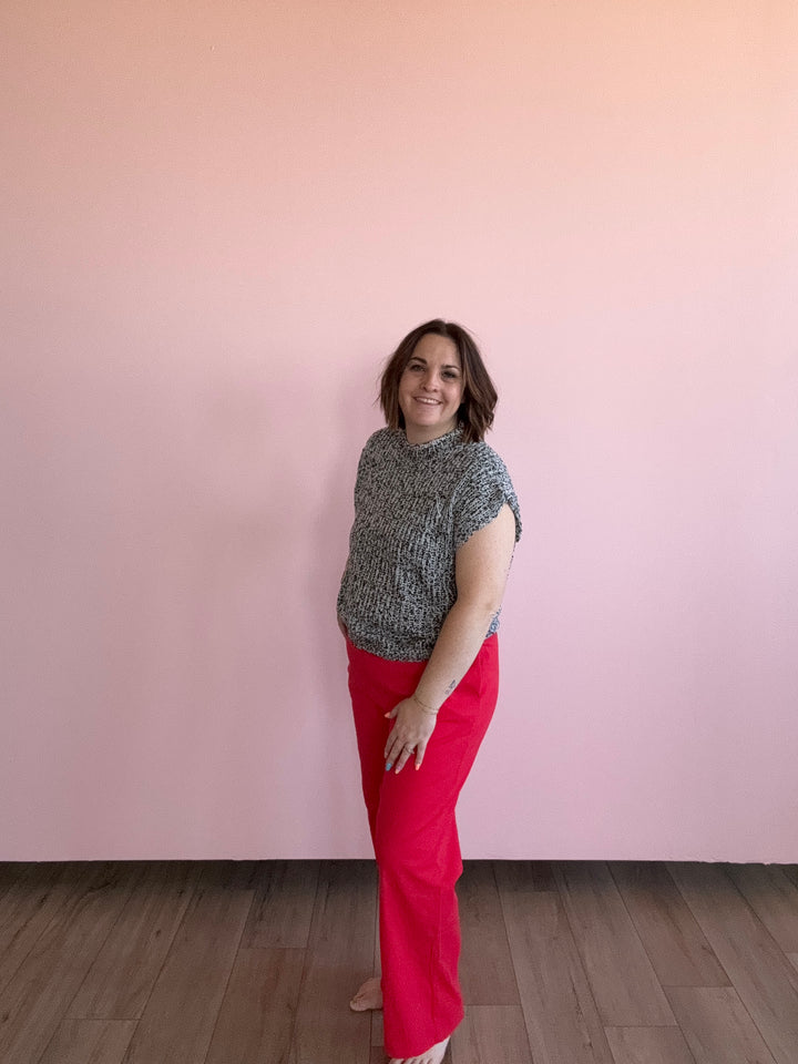 RED, RED, RED PULL ON CROP PANTS