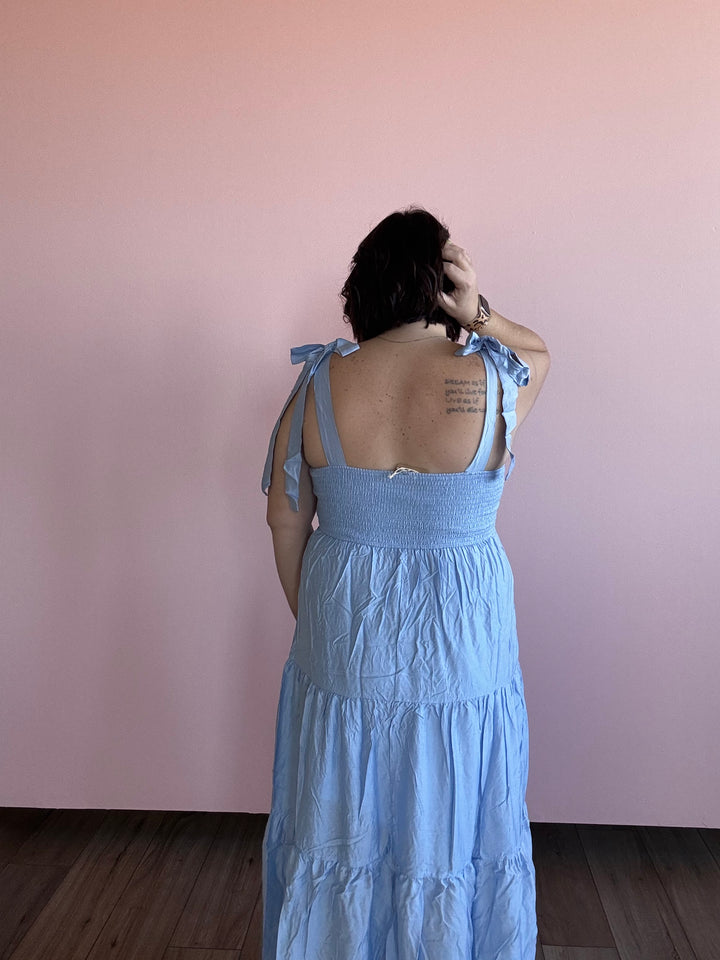 Blue sky tiered dress