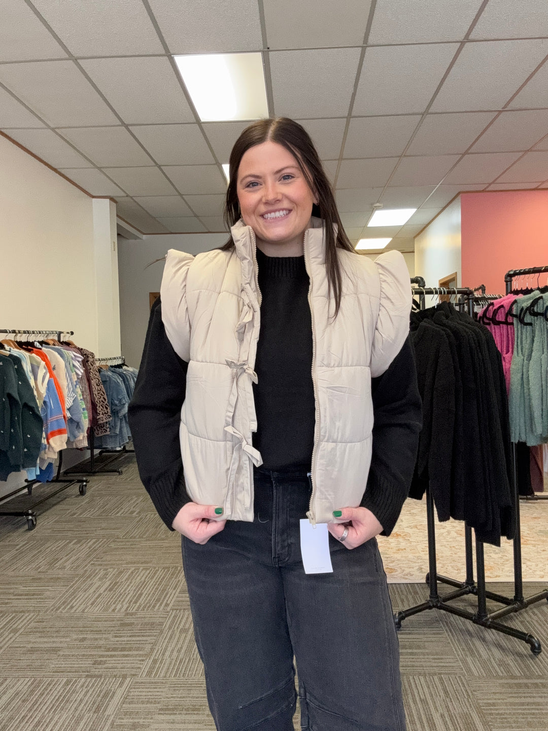 Ellie flutter sleeve puff vest