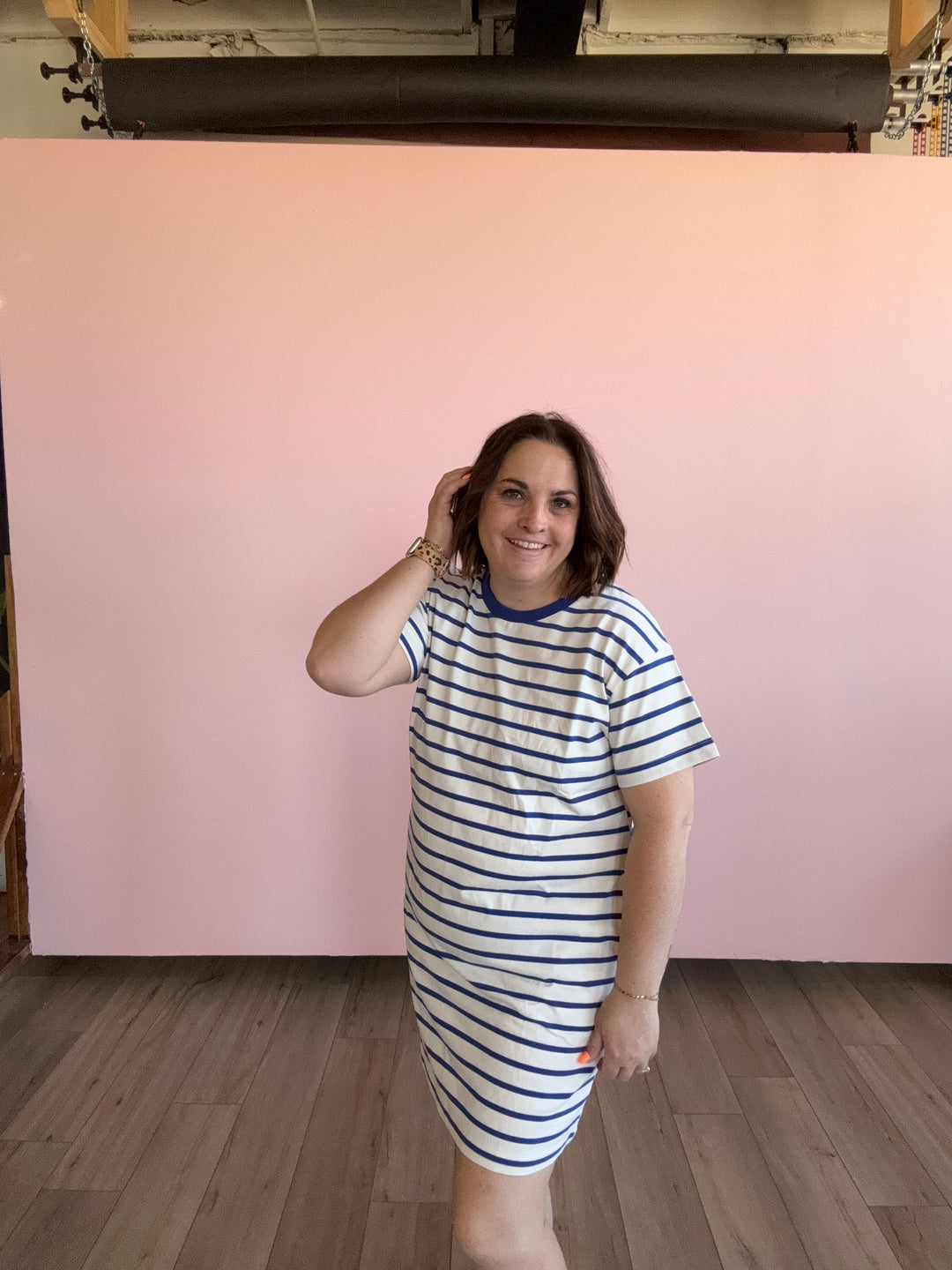 Oh Baby Blue STRIPED T-SHIRT MINI DRESS