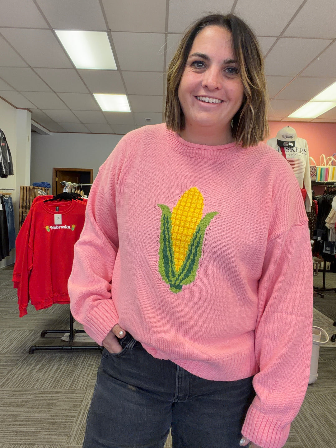 Pink Corn pullover sweater