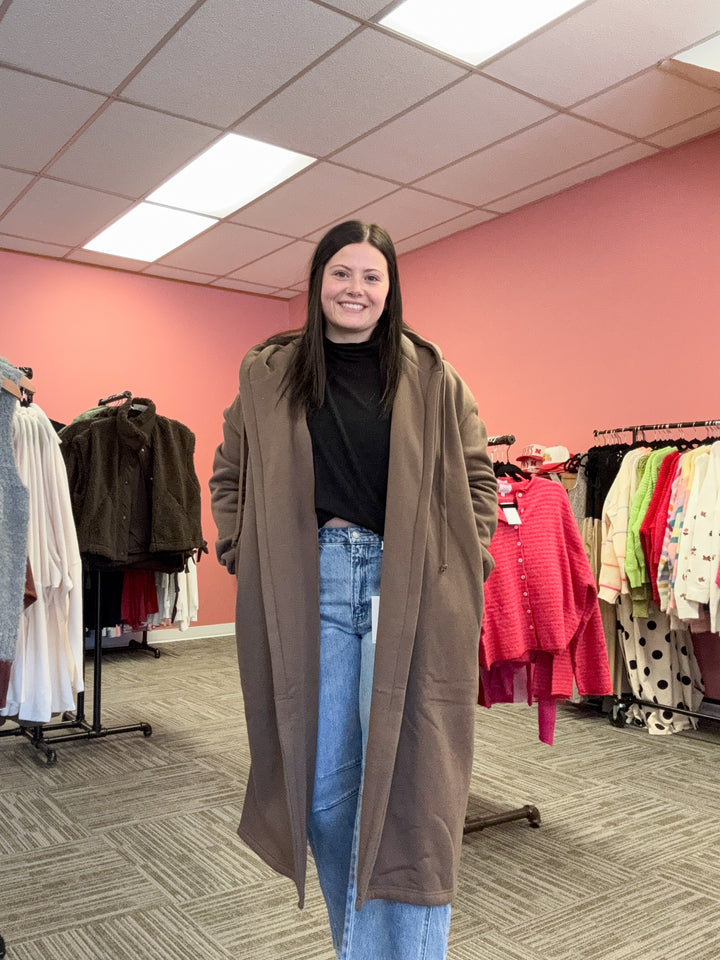 Chocolate fleece trench