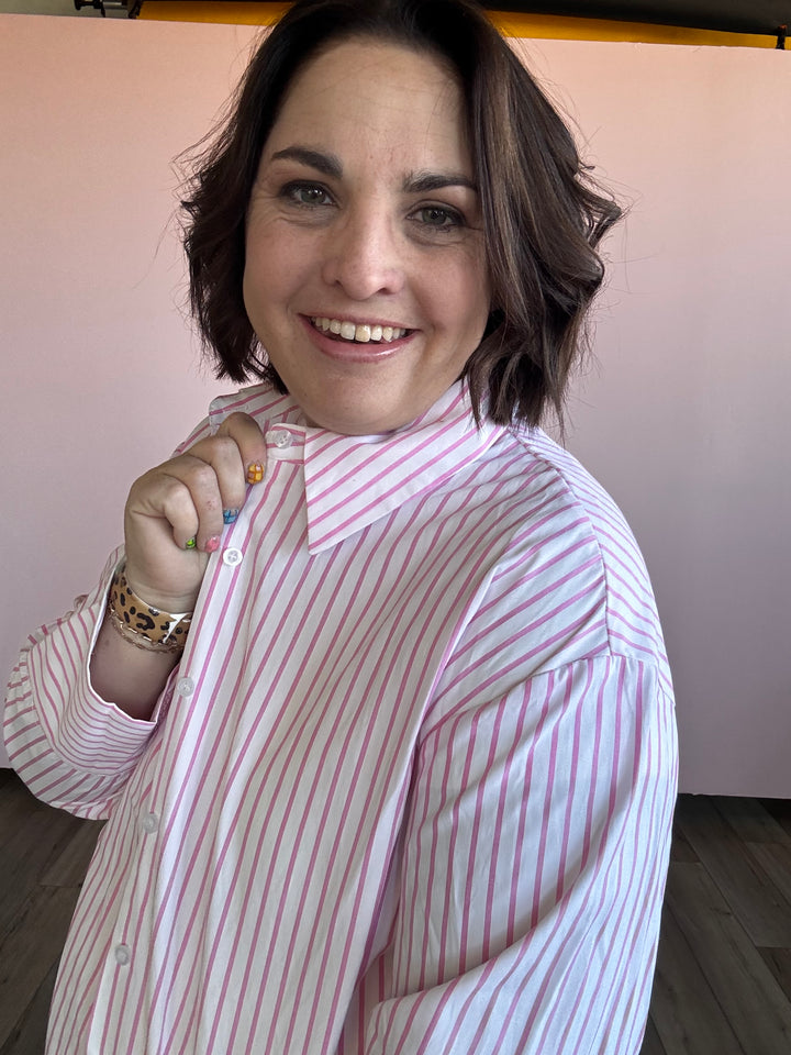Pink Open Air striped shirt