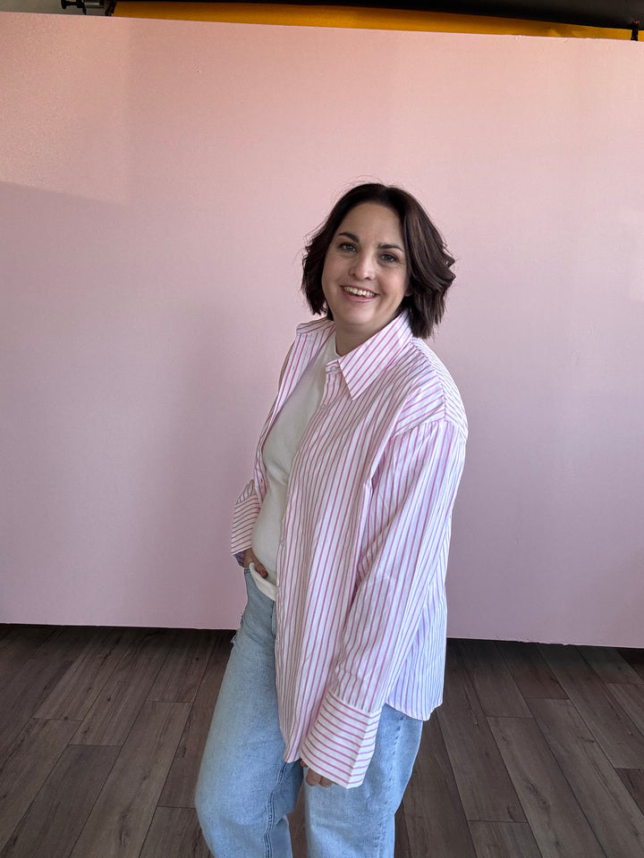 Pink Open Air striped shirt