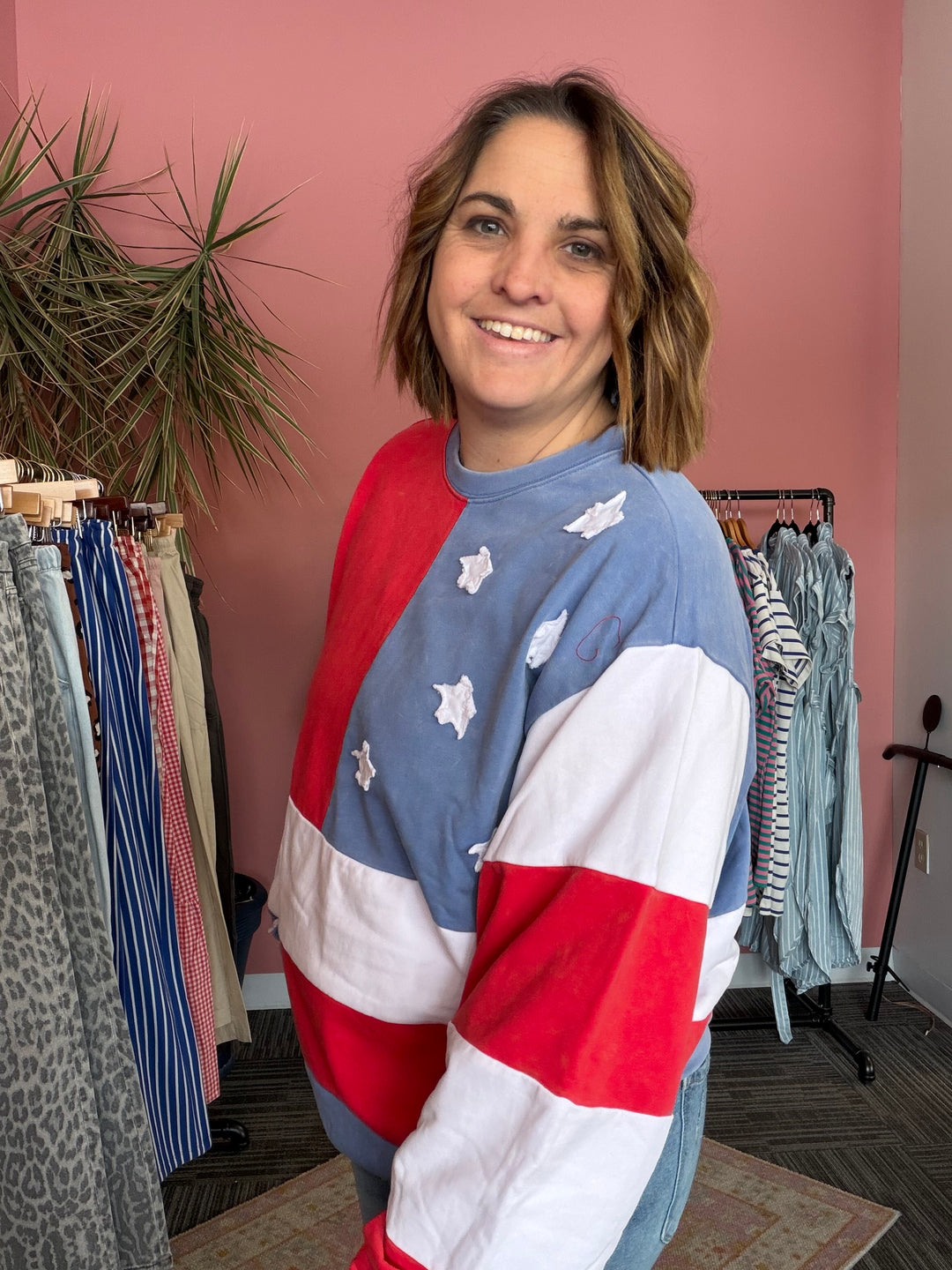 Mineral Washed American Flag Sweatshirt