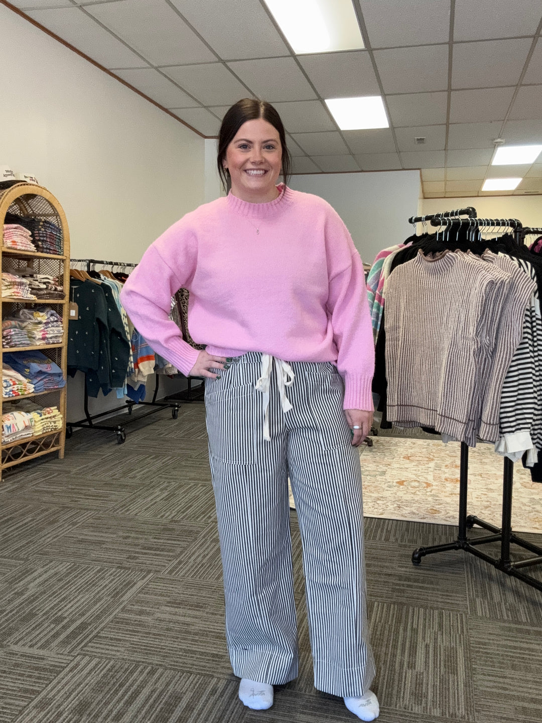 STRIPED WIDE LEG PANTS