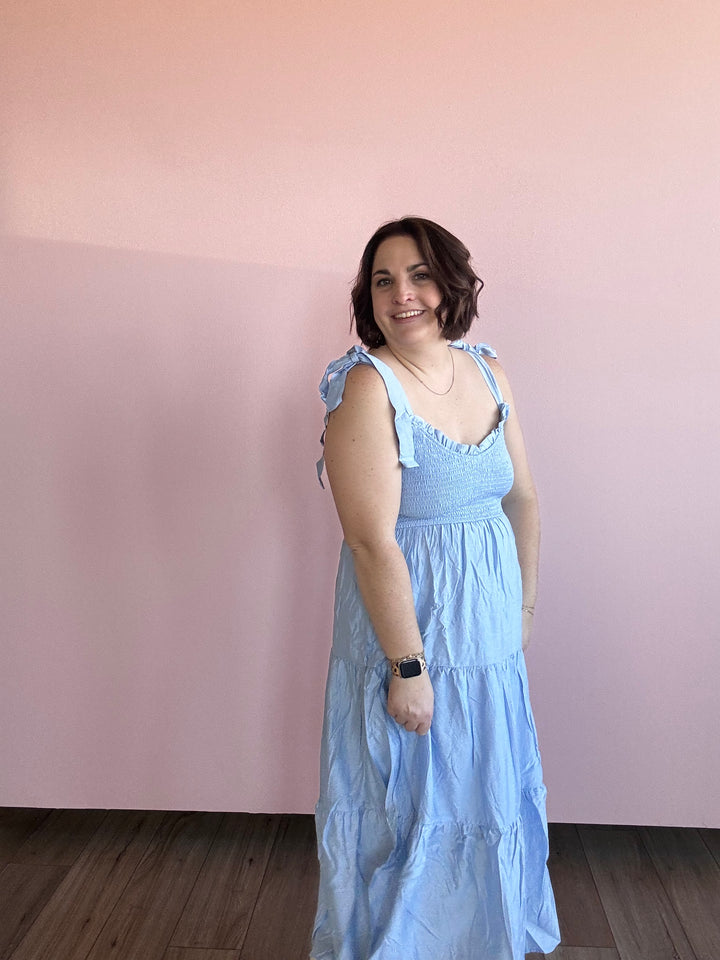 Blue sky tiered dress