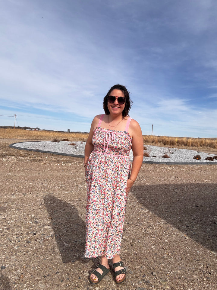 Velveteen Floral Midi Dress