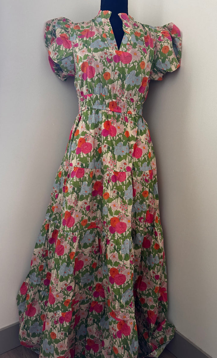 Marigold Dress — floral puff sleeve maxi dress with true-to-size fit, colorful and elegant style perfect for any occasion by Onyx Native

