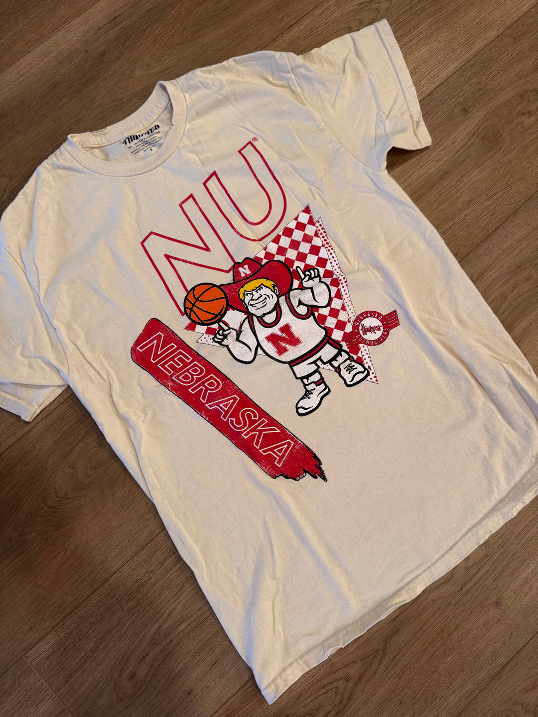 Nebraska Huskers Herbie Courtside Basketball Thrifted Tee