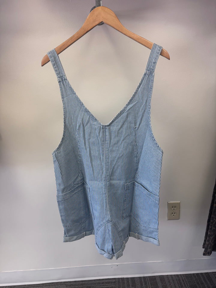 Denim striped romper
