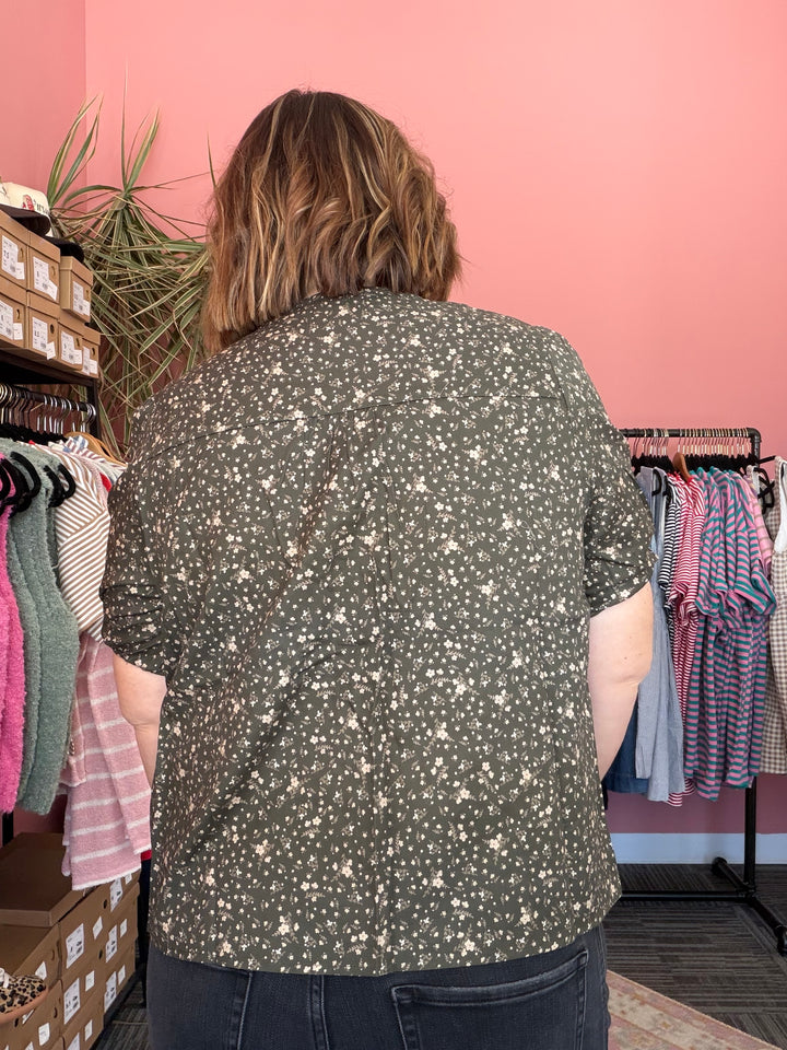 Ditsy Floral Tie-Front Blouse