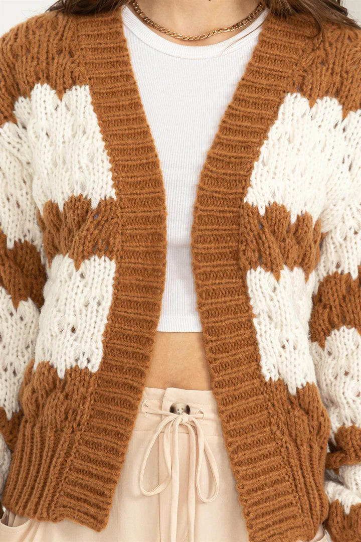 Fall For It Striped Open Front Sweater Cardigan