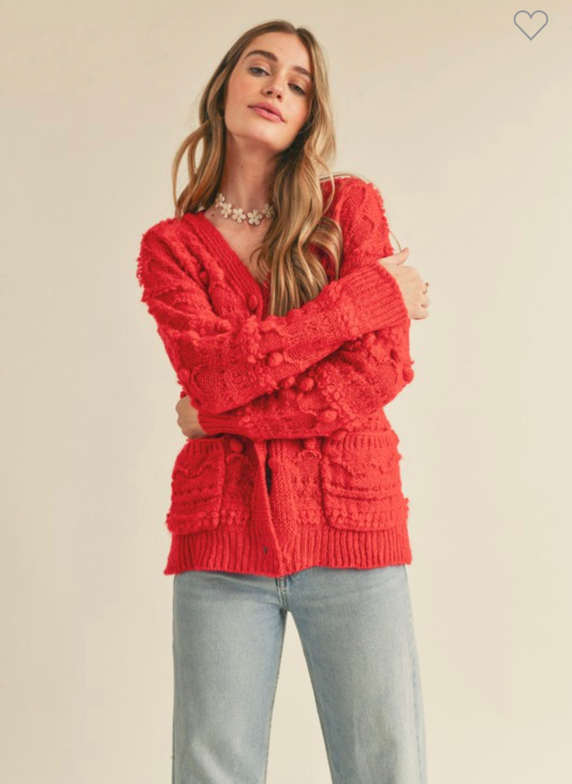 Red lip button down sweater cardigan