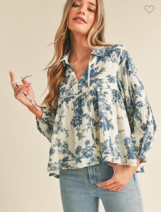 Indigo Floral top