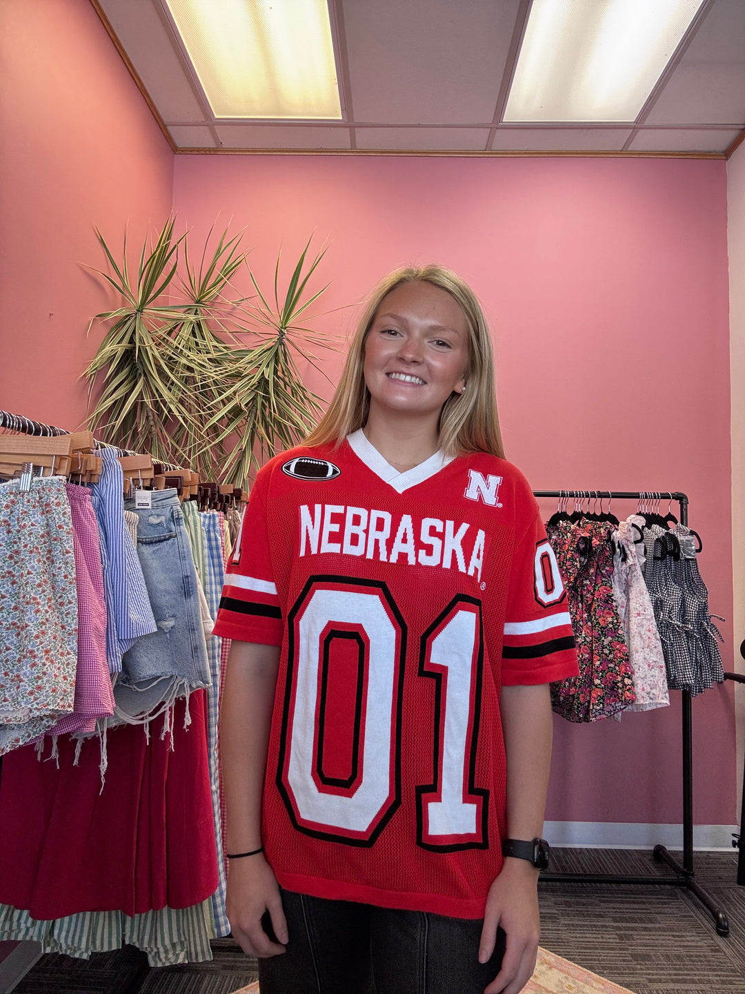Nebraska embellished Red knit jersey|Nebraska|Onyx Native