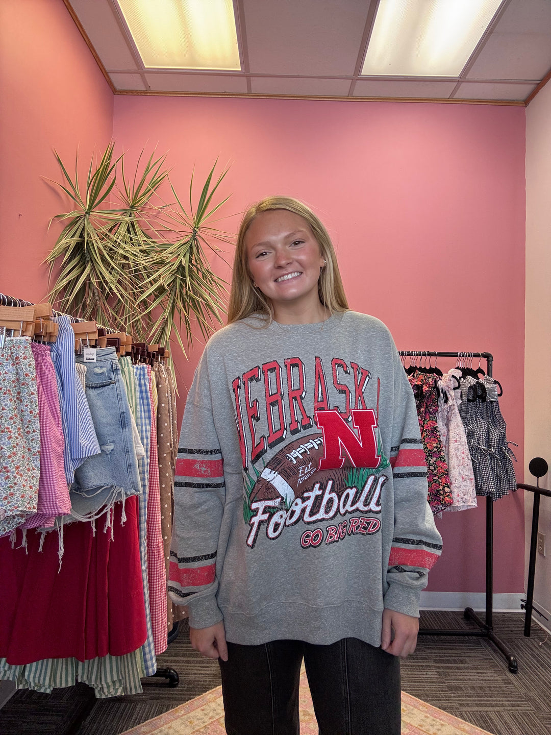 Gray Nebraska football Crewneck