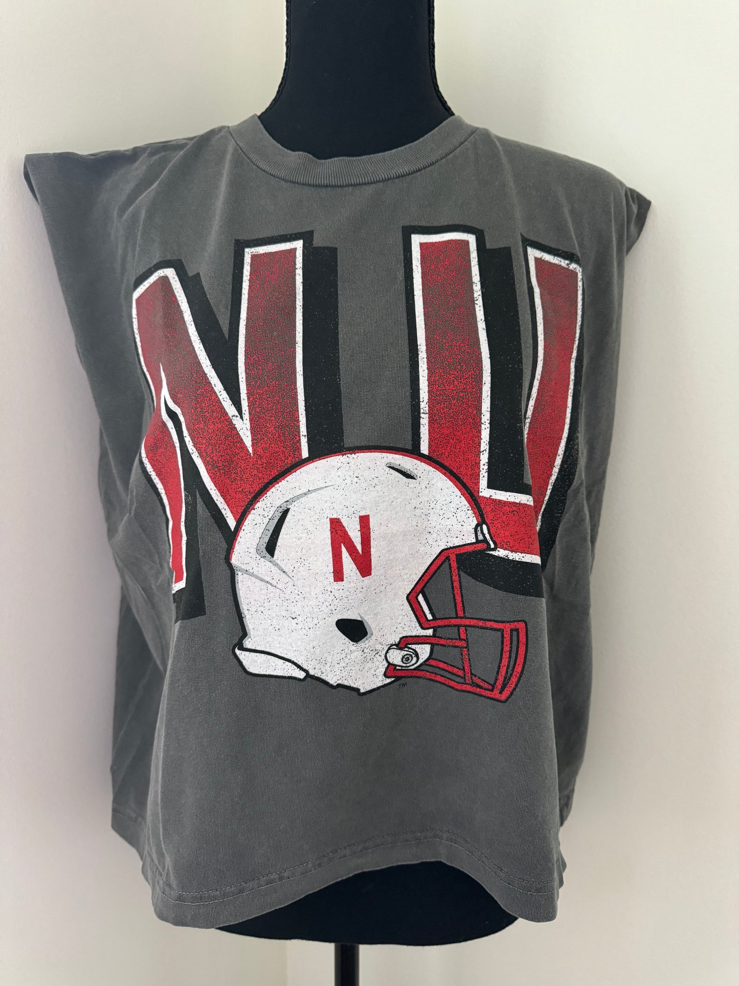 Nebraska Huskers Helmet Fade Charcoal Tank Top