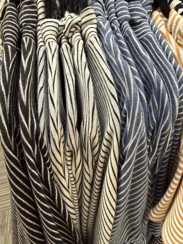 Striped Turtleneck Fitted Long Sleeve Top