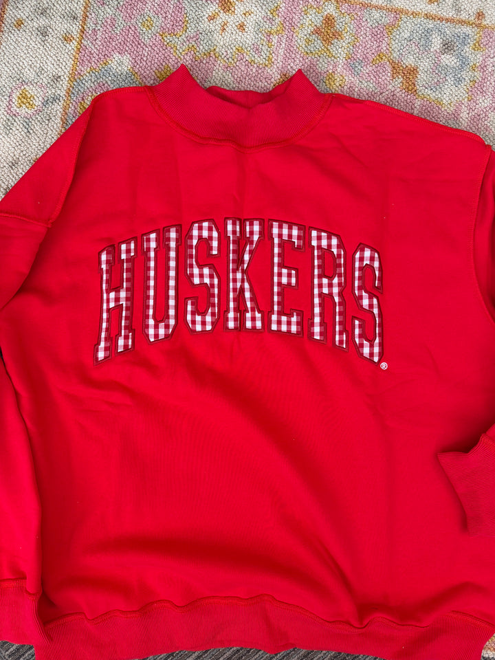 Gingham Huskers Mockneck