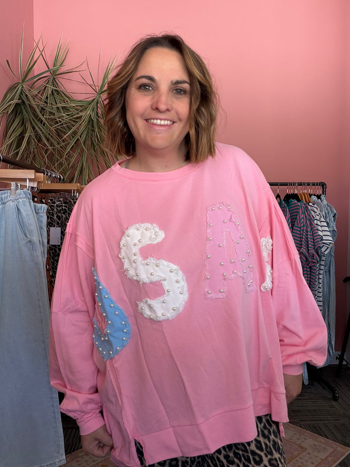 USA Pink Pearl Sweater
