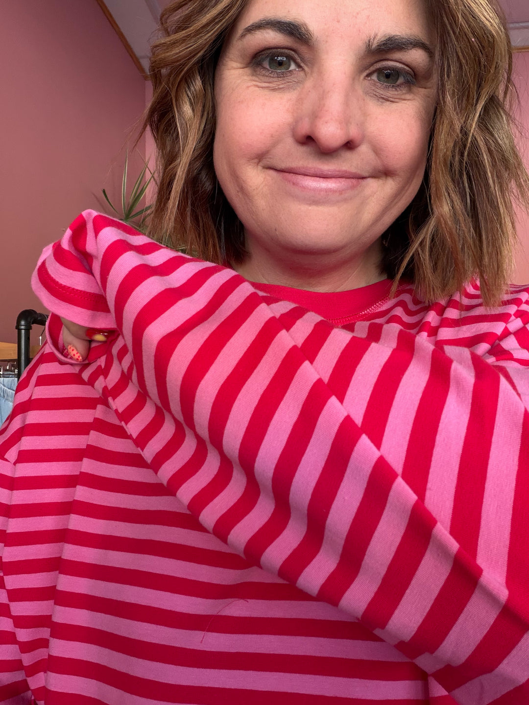 Hilary Hibiscus Stripe top
