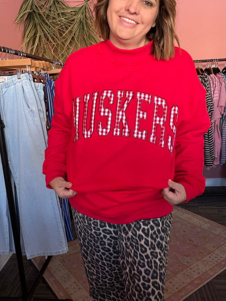 Gingham Huskers Mockneck