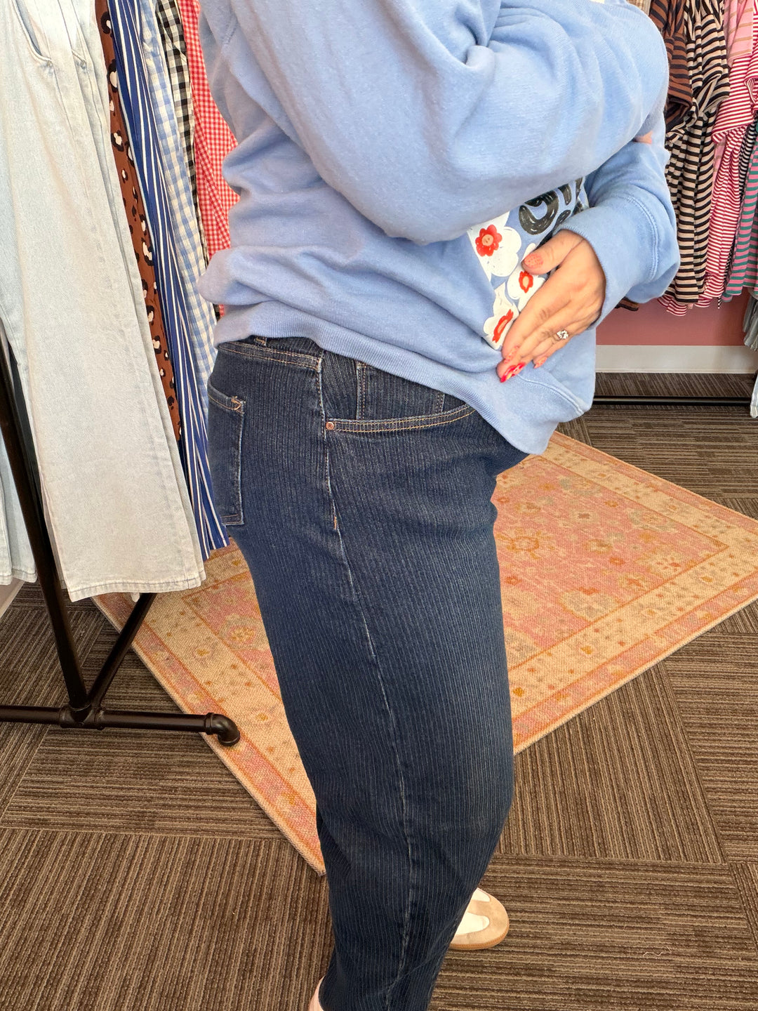 Risen Ribbed Barrel denim