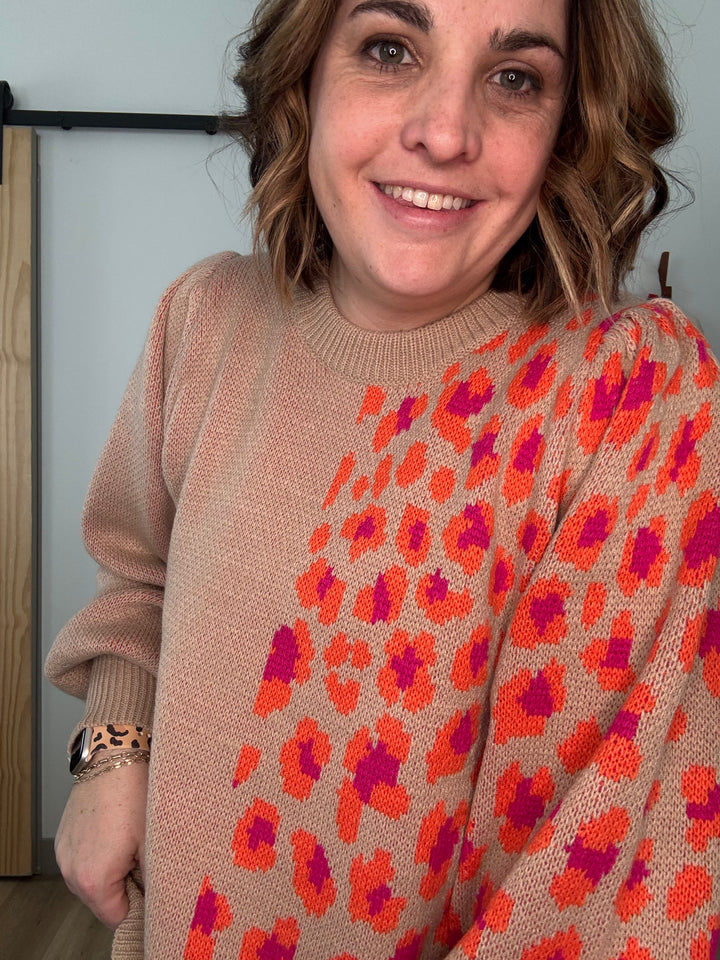 Leopard puff sweater