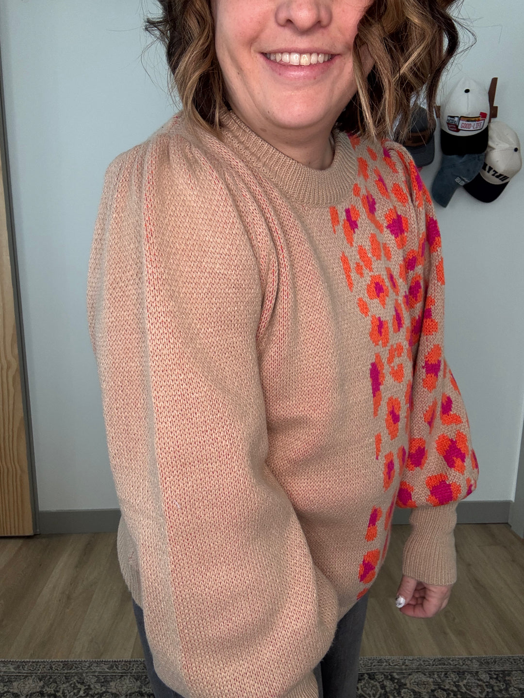 Leopard puff sweater