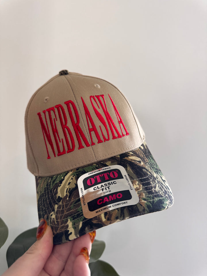 Nebraska Tan and Camo hat