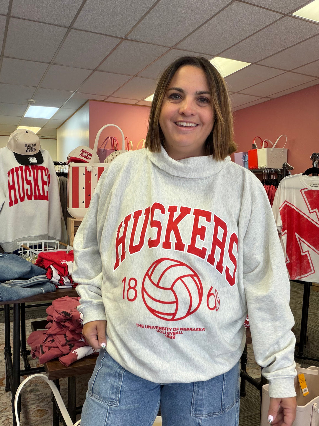 Nebraska Huskers Volleyball Classic Roll Neck Sweatshirt|Nebraska Volleyball