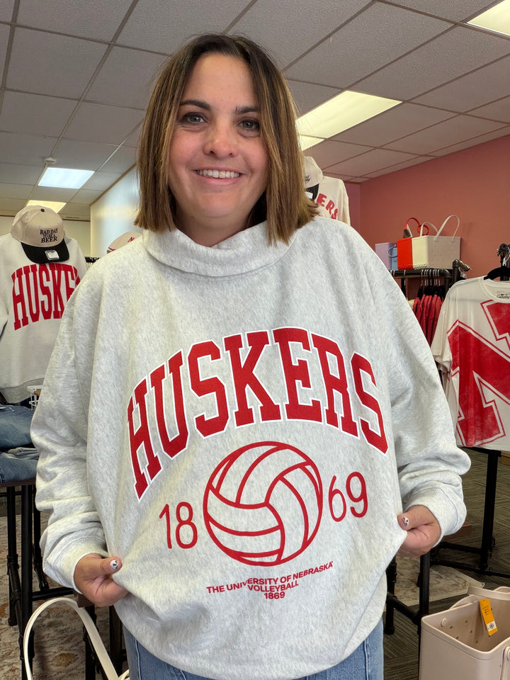 Nebraska Huskers Volleyball Classic Roll Neck Sweatshirt|Nebraska Volleyball