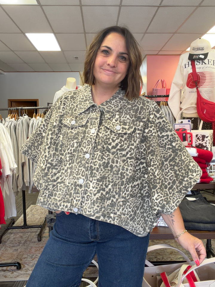 Leopard cotton cape jacket