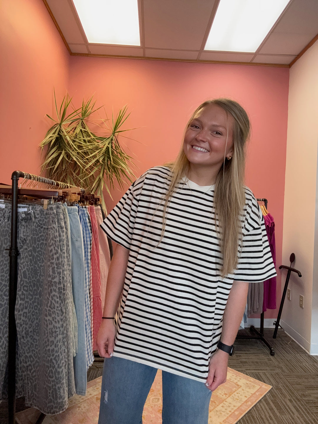 Jennie Oversized stripe basic tee