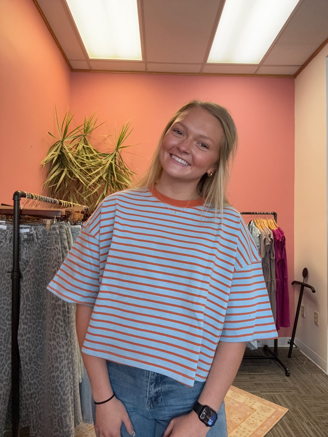 Georgie crop stripe tee