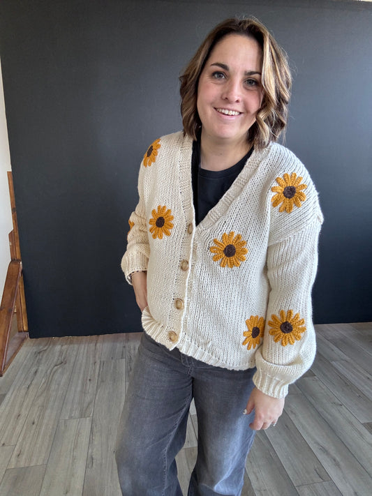 Sunflower Embroidered  Cardigan