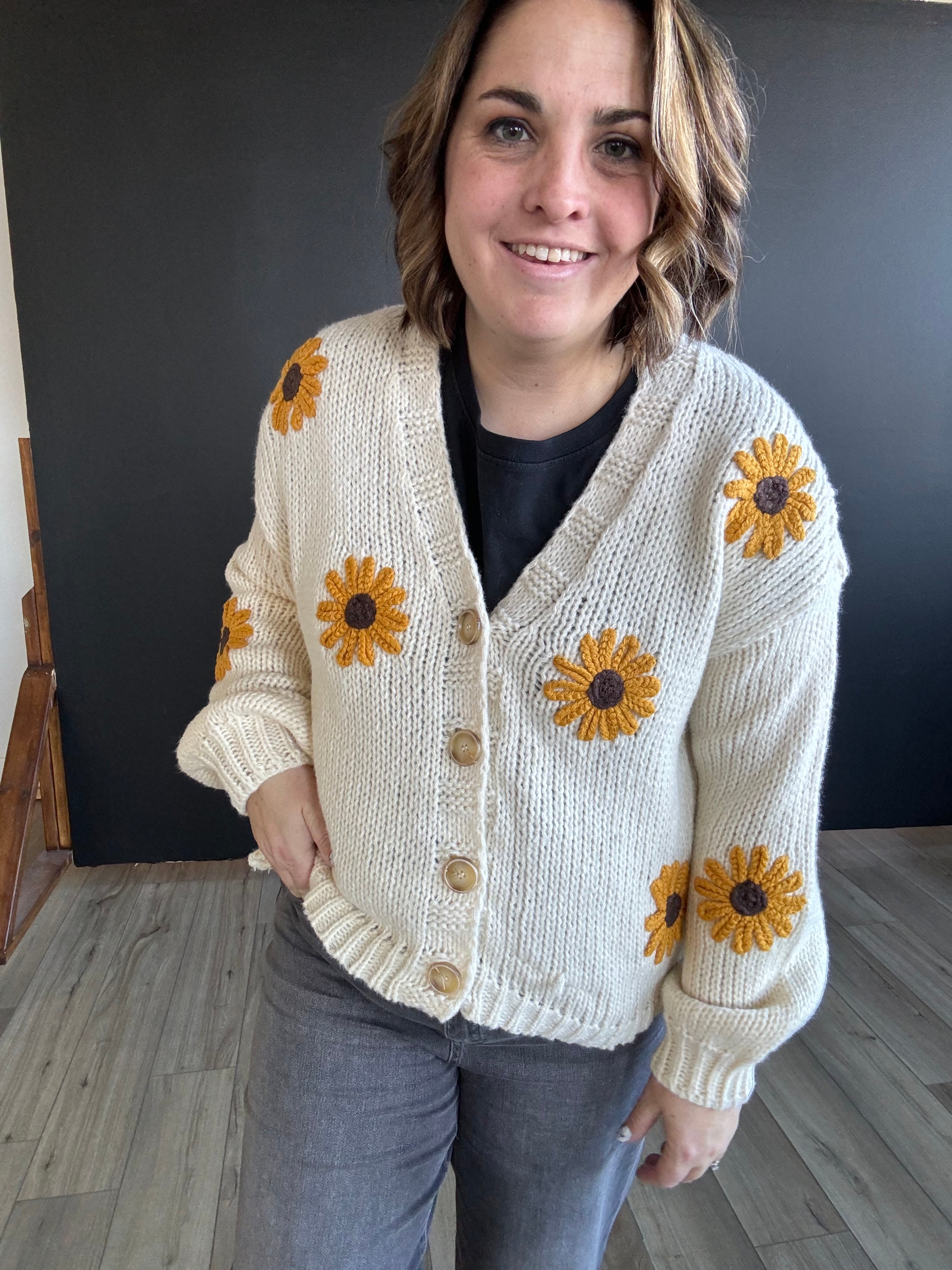 Sunflower Embroidered Cardigan – Onyx Native