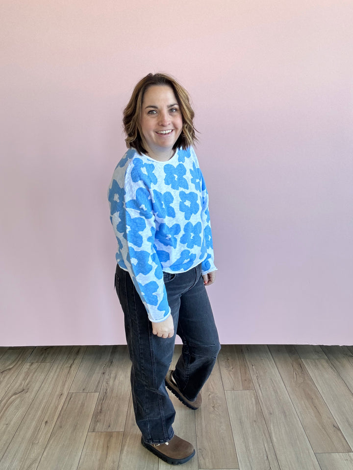 Belle Blue Flower sweater