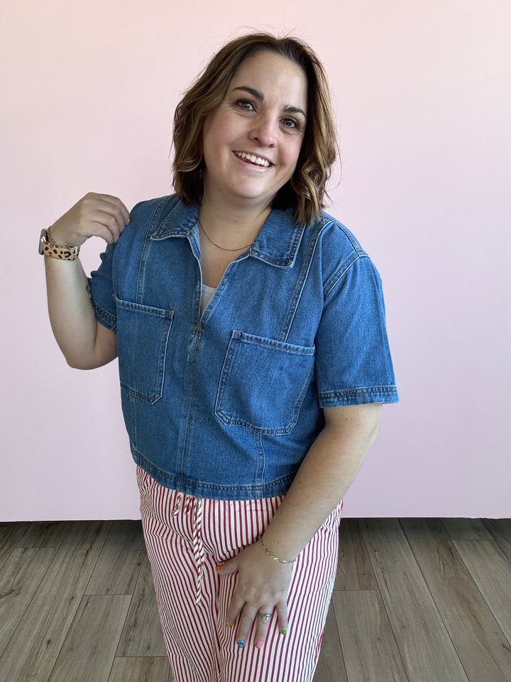 Callie Collared Denim Top