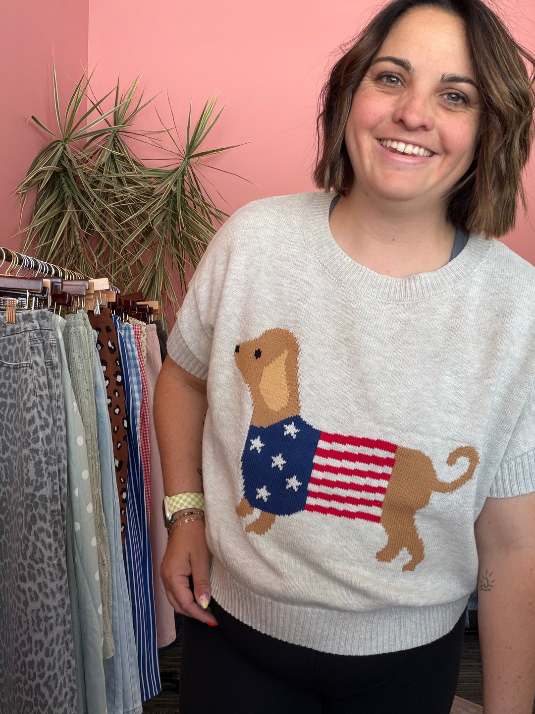 Patriot Winnie Sweater|Patriotic Weiner Dog sweater