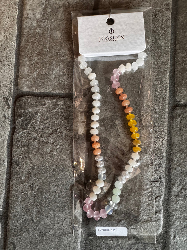 Natural Agate Glass Semi Precious Bead Necklace - 1D