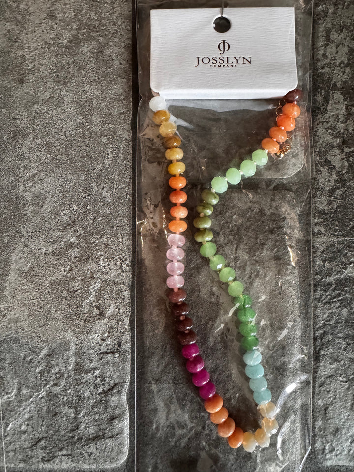 Natural Agate Glass Semi Precious Bead Necklace - 2C
