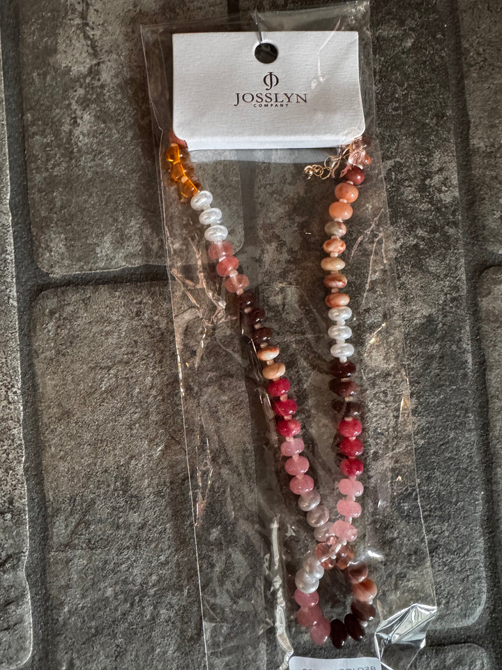 Natural Agate Glass Semi Precious Bead Necklace - 3B