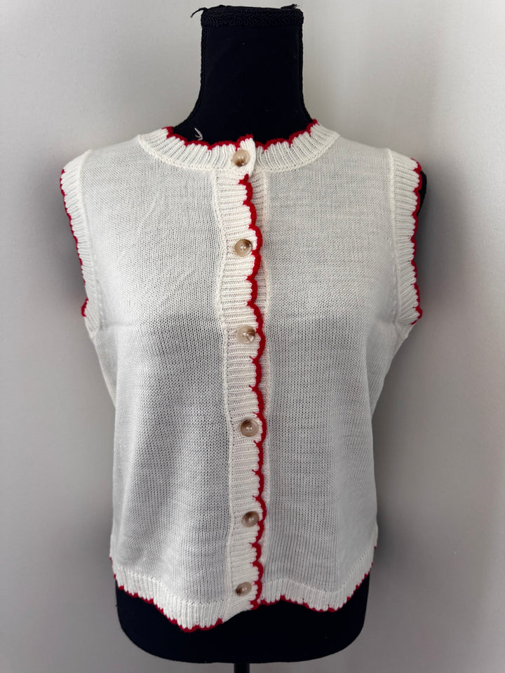 Scalloped Button-Up Sweater Vest — sleeveless, lightweight layering piece with functional buttons by Onyx Native

